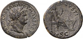 Roman - Nero (54-68)
Dupondius, SECVR(ITAS) AVGVSTI S-C, RIC 596 (Lugdunum, 67), 13.10g, Very Good