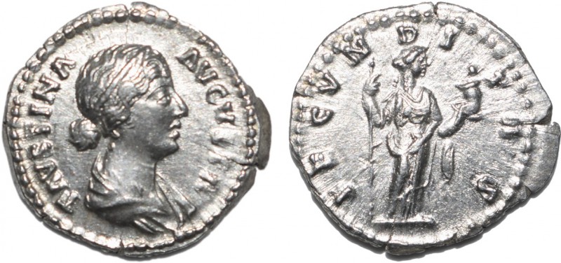 Roman - Faustina Junior (under Marcus Aurelius)
Denarius, FECVNDITAS, RCV 5252,...
