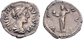Roman - Crispina
Denarius, VENVS, RCV 6002, RIC 286a, RSC 35 (Rome, 180-182), 2.74g, Almost Extremely Fine