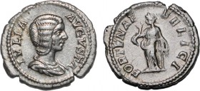 Roman - Julia Domna (under Septimius Severus)
Denarius, FORTVNAE FELICI, RCV 6583, RIC 552, RSC 55 (Rome, 210), 2.93g, Choice Very Fine