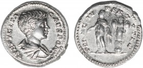 Roman - Geta (under Septimius Severus and Caracalla) (198-209)
Denarius, PRINC IVVENTVTIS, RCV 7196, RIC 18, RSC 157b (Rome, 200), 3.53g, Choice Extr...