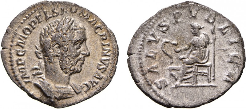 Roman - Macrinus (217-218)
Denarius, SALVS PVBLICA, Rare, RCV 7362, RIC 86, RSC...