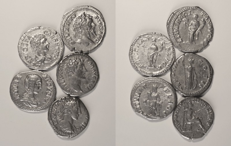 Roman - Empire - Lot (5 Coins)
Lot (5 Coins) - Denarii - Marcus Aurelius: TR PO...
