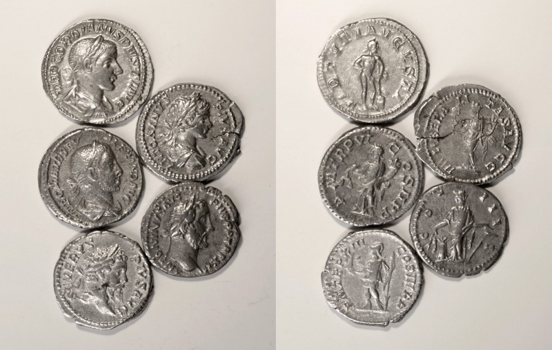 Roman - Empire - Lot (5 Coins)
Lot (5 Coins) - Denarii - Antoninus Pius: COS II...