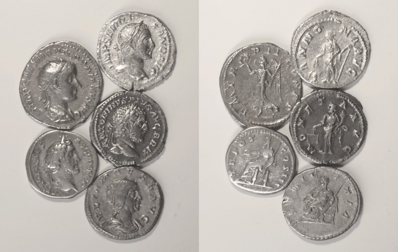 Roman - Empire - Lot (5 Coins)
Lot (5 Coins) - Denarii - Antoninus Pius: TR POT...