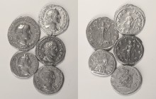 Roman - Empire - Lot (5 Coins)
Lot (5 Coins) - Denarii - Antoninus Pius: TR POT COS III, RCV 4118, RIC 84, RSC 888 (Rome, 140), 3.80g; Caracalla: MON...