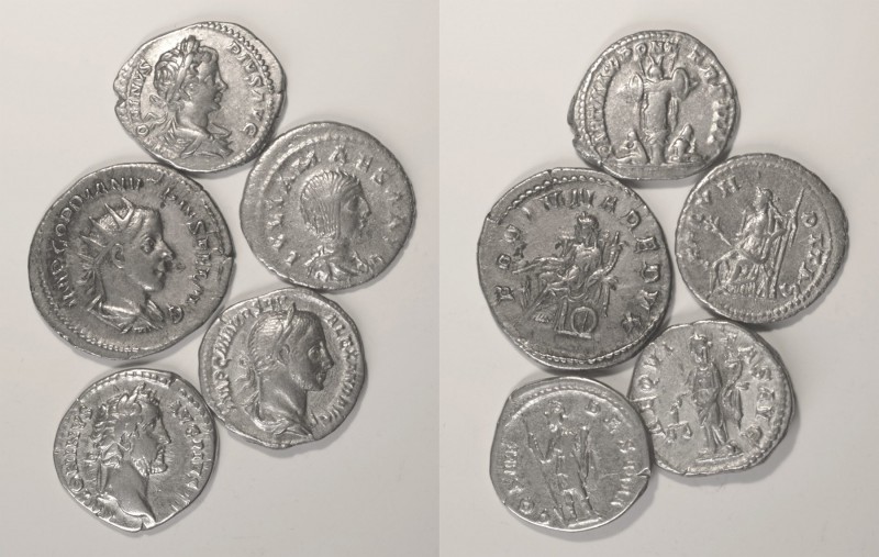 Roman - Empire - Lot (5 Coins)
Lot (5 Coins) - Denarii - Antoninus Pius: COS II...