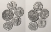 Roman - Empire - Lot (5 Coins)
Lot (5 Coins) - Denarii - Antoninus Pius: COS III DES IIII, RCV 4064, RIC 118, RSC 186 (Rome, 144), 3.02g; Caracalla: ...
