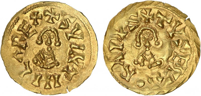 Visigoth - Suintila (621-631)
Gold - Tremissis, Elvora, +SVINTHILA REX/+TVSELAO...
