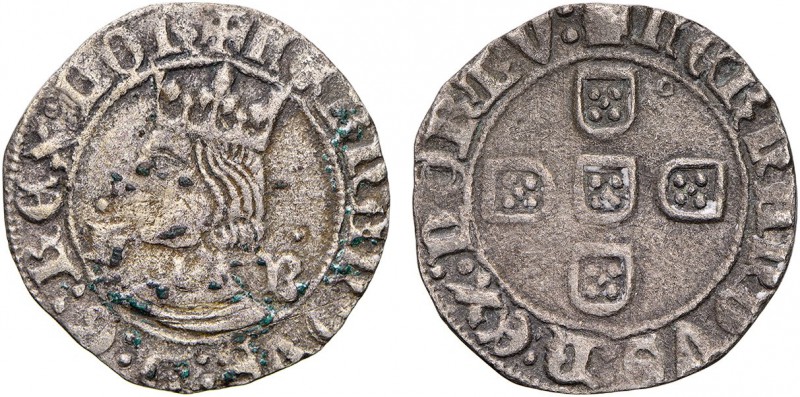 Portugal - D. Fernando I (1367-1383)
Meio Tornês de Busto, L-B (1 point on L an...