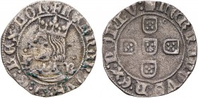 Portugal - D. Fernando I (1367-1383)
Meio Tornês de Busto, L-B (1 point on L and B), G.60.06, 1.76g, Almost Very Fine/Very Fine
