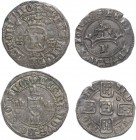 Portugal - D. Fernando I (1367-1383)
Lot (2 coins) - Grave, L, G.11.01.e/b, 1.93g, Almost Very Fine; Pilarte Coroado, P, G.08.02.h/e, 1.92g, Very Fin...