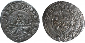 Portugal - D. Afonso V (1438-1481)
Ceitil; 3rd type shield; one smooth circle on each face; six-creased-waves sea; Magro 1.4.10, 1.36g, Very Fine/Goo...