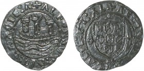 Portugal - D. Afonso V (1438-1481)
Ceitil; 10 cernels wall; one smooth circle on each face; 4th type shield; continuous waves sea; Magro 8.1.1, 1.51g...