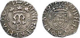 Portugal - D. Manuel I (1495-1521)
Silver - Vintém, P, ..ET:A:D:G(In)EE, G.38.-/38.12, 1.76g, Almost Very Fine