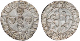 Portugal - D. Manuel I (1495-1521)
Silver - Meio Vintém, A:D:G/A:D:G:, G.18.01.var, 0.99g, Choice Very Fine
