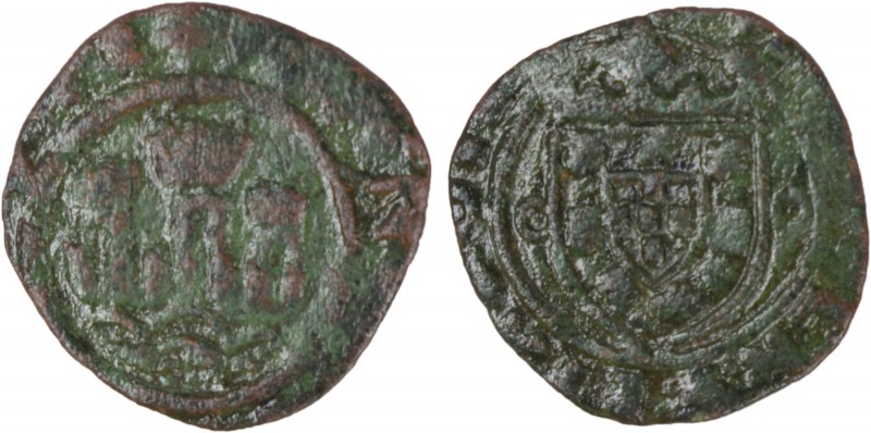 Portugal - D Manuel I (1495-1521)
Ceitil; crowned shield; castle with split ope...