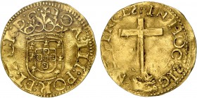 Portugal - D. João III (1521-1557)
Gold - Cruzado Calvário, Lisbon, 2nd type, "S" retrograde, +IOA:III:POR:ET:AL:R:D:G:/IN:HOC SIGNO:VINCES, G.174.02...
