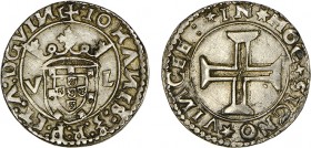 Portugal - D. João III (1521-1557)
Silver - Tostão, V-L, reverse: legend separated by 6-tip stars, SIGNO "N" straight and VINCEE "N" retrograde, G.98...
