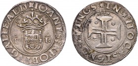 Portugal - D. João III (1521-1557)
Silver - Tostão, L-R (3 points on L and R), 2nd type, G.116.03/119.09, 9.27g, Almost Extremely Fine