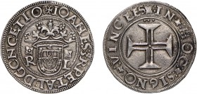 Portugal - D. João III (1521-1557)
Silver - Tostão, R-L (flower on R and L), 2.nd type, ETIO:, G.127.05/129.01, 9.40g, Choice Very Fine