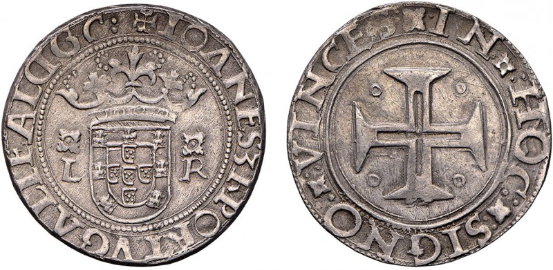 Portugal - D. João III (1521-1557)
Silver - Tostão, L-R (flower on L and R), 2n...