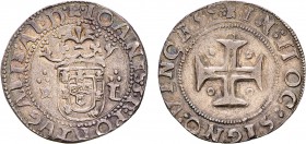 Portugal - D. João III (1521-1557)
Silver - Tostão, flower-L (3 points on flower and L), Lisbon, 2nd type, Rare, G.130.01, 8.56g, Almost Extremely Fi...