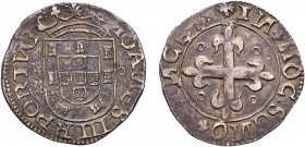 Portugal - D. João III (1521-1557)
Silver - Tostão, o-o, 3rd type, ..SGNO.., G.144.07, 8.97g, Very Fine