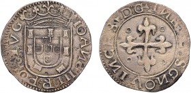 Portugal - D. João III (1521-1557)
Silver - Tostão, shield sided by 3 points, 3rd type, IOANS..PORTVG, Ex-Col. Barbas, Rare, G.145.01.var/146.01, 8.4...