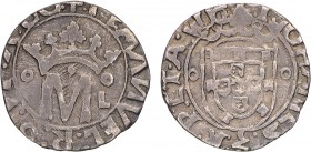 Portugal - D. João III (1521-1557)
Silver - Vintém, hybrid, +:I:EMANVEL../:I-OHANES:3.., Rare, G.27.01, 1.42g, Very Fine
