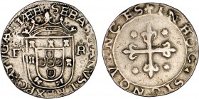 Portugal - D. Sebastião I (1557-1578)
Silver - Tostão, P-R (3 points on P and R), 1st type, G.47.01, 8.58g, Very Fine