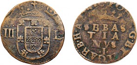 Portugal - D. Sebastião I (1557-1578)
3 Reais, III-L (3 points on III), Rare, G.19.01, 3.88g, Very Good