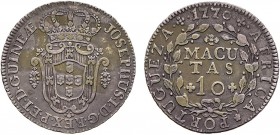 Angola - D. José I (1750-1777)
Silver - 10 Macutas 1770, G.13.03, 14.29g, Choice Very Fine