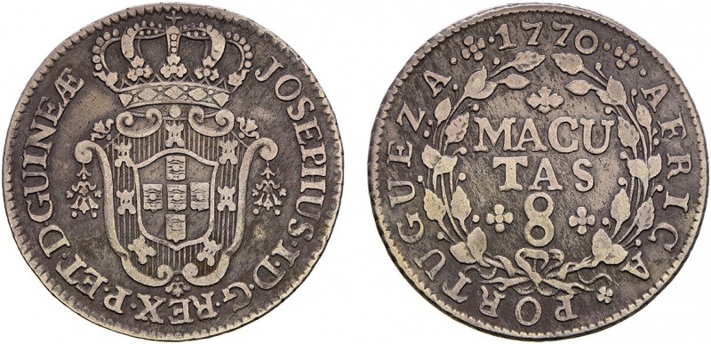 Angola - D. José I (1750-1777)
Silver - 8 Macutas 1770, G.12.03, 11.63g, Very F...