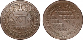 Angola - D. José I (1750-1777)
XL Réis 1757, G.04.03, 27.96g, Very Fine
