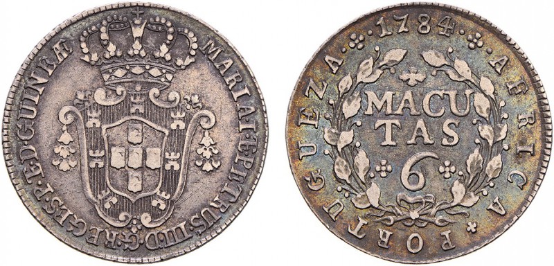 Angola - D. Maria I and D. Pedro III (1777-1786)
Silver - 6 Macutas 1784, G.06....