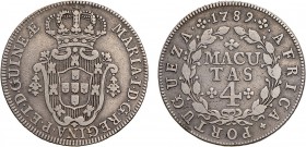 Angola - D. Maria I (1786-1799)
Silver - 4 Macutas 1789, G.05.01, 5.77g, Very Good