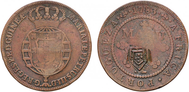 Angola - D. Maria II (1834-1853)
"Escudete Coroado" Countermark on 1 Macuta 178...