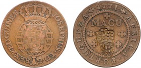 Angola - D. Maria II (1834-1853)
"Escudete Coroado" Countermark on 1/4 Macuta , G.03.04, 9.16g, Almost Extremely Fine