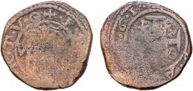 India - D. Filipe II (1598-1621)
V Bazarucos 1611, V-(B), Daman-Bassein, Very Rare, G.13.01, FV F2.17, 14.96g, Good