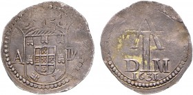 India - D. Filipe III (1621-1640)
Silver - Tanga 1631, A-M/D-M, Goa to Malacca, G.11.01, FV F3.30, KM.-, 3.00g, Very Fine