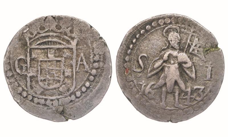 India - D. João IV (1640-1656)
Silver - 2 Tangas 1643, G-A/S-I, Goa, St. John, ...