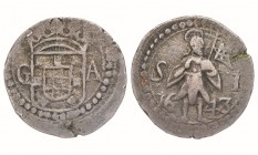 India - D. João IV (1640-1656)
Silver - 2 Tangas 1643, G-A/S-I, Goa, St. John, G.17.03, JS J4.08, KM.68, 4.43g, Almost Extremely Fine
