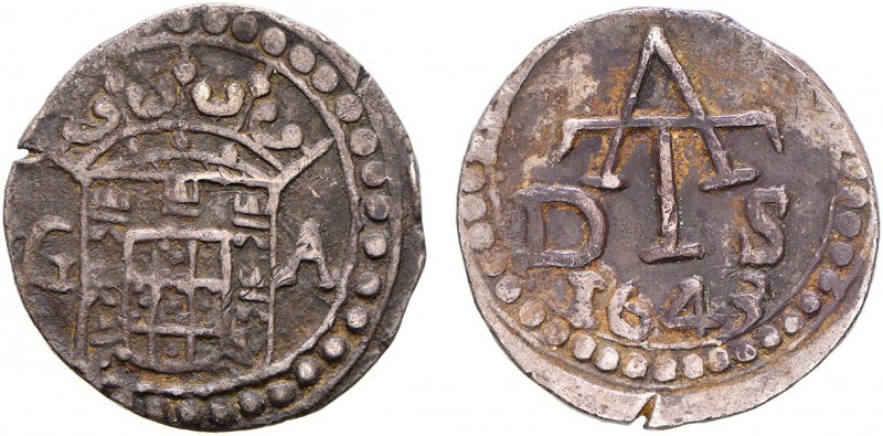 India - D. João IV (1640-1656)
Silver - Tanga 1643, G-A/D-S, Goa to Ceylon, G.1...