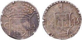 India - D. João IV (1640-1656)
Silver - Tanga 1645, G-A, Goa to Ceylon, Gridiron of St. Lawrence, Rare, G.07.01, FV J4.31, KM.11, 2.04g, Very Fine/Go...