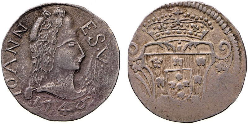 India - D. João V (1706-1750)
Silver - Rupia 1745, Goa, G.77.20, FV J5.48, KM.1...
