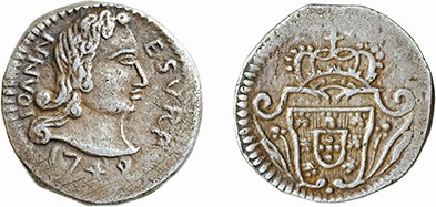 India - D. João V (1706-1750)
Silver - Meio Pardau 1749, Goa, G.68.20, FV J5.91...