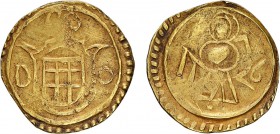 India - D. João V (1706-1750)
Gold - S. Tomé de 5 Xerafins 1726, D-O, Diu, G.95.04, FV J5.162, KM.15.1, 2.84g, Very Fine