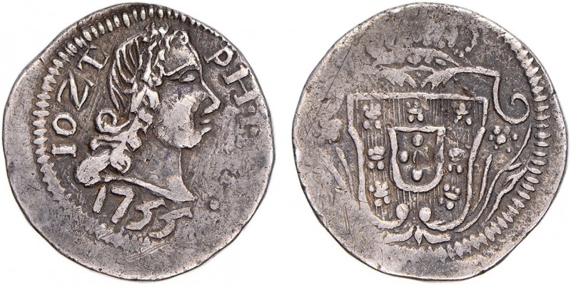 India - D. José I (1750-1777)
Silver - Meio Pardau 1755, Goa, G.45.03, FV Jo.71...