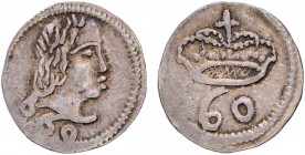 India - D. José I (1750-1777)
Silver - Tanga 1760, Goa, "60", G.43.07, FV Jo.80, KM.130.1, 1.18g, Very Fine